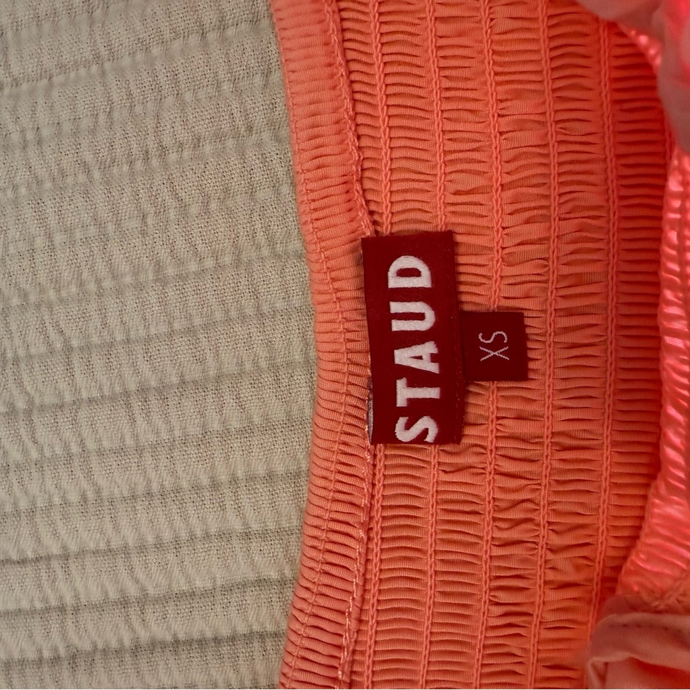 STAUD Pink Tie-Shoulder Smocked Mini Dress - Picture 4 of 4